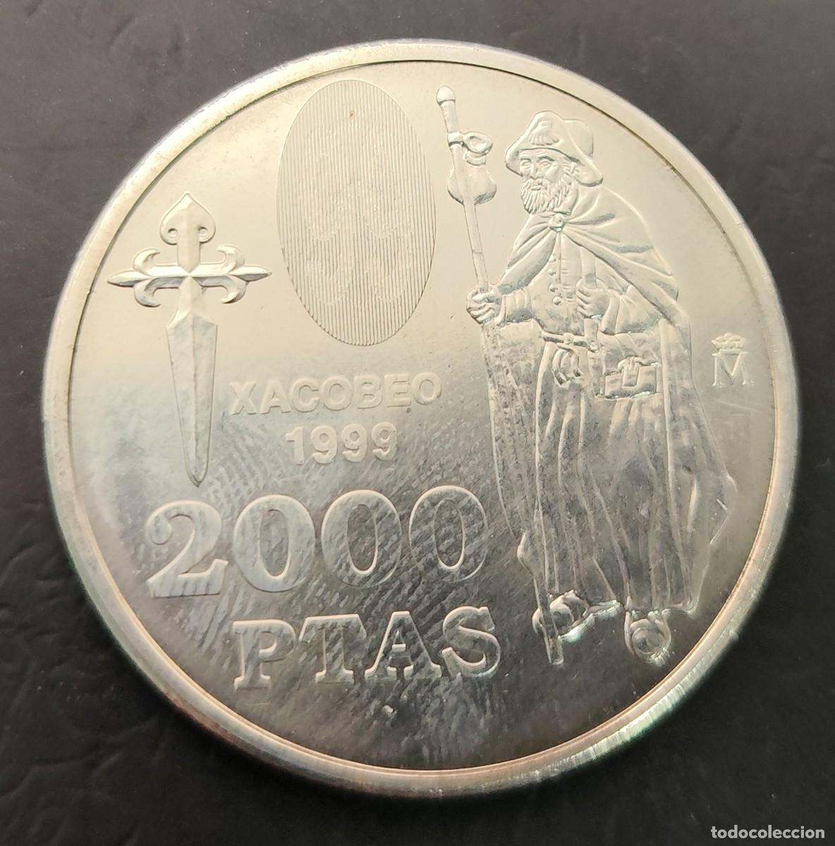 Monedas Juan Carlos I: ESPA&Ntilde;A A&Ntilde;O 1999 , 2000 PTAS PLATA &rdquo; XACOBEO &rdquo;