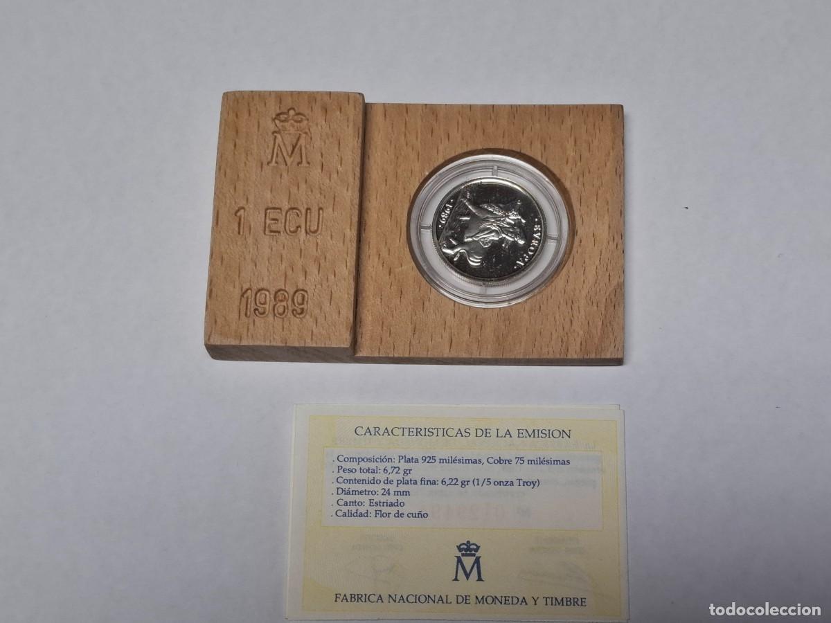 Monedas Juan Carlos I: Estuche madera de 1 ECU de 1989 EUROPA BANCO DE ESPA&Ntilde;A en SIN CIRCULAR