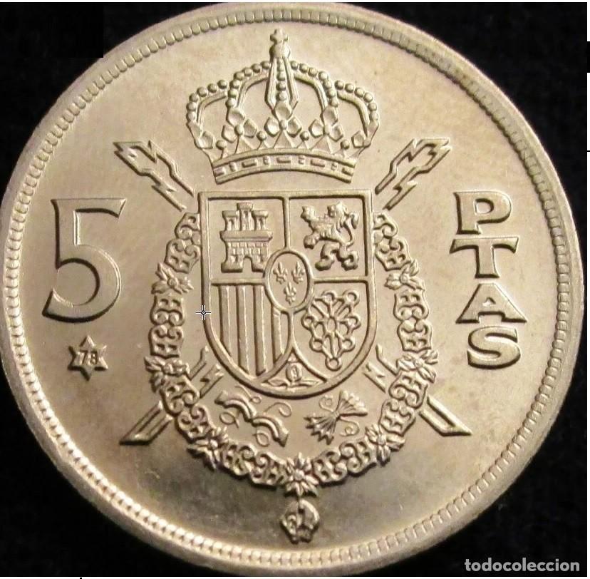 Monedas Juan Carlos I: Espa&ntilde;a, 5 pesetas 1975 *19-78 VARIANTE alemana &rdquo;Calidad en Globo cruc&iacute;fero&rdquo;./ SC.