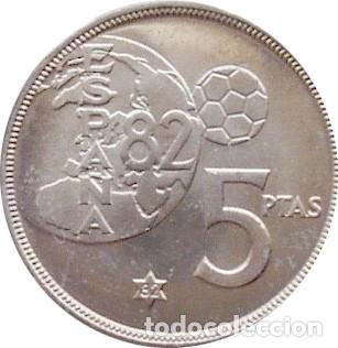 Monedas Juan Carlos I: Espa&ntilde;a, 5 pesetas 1980 *80 &rdquo;Mundial'82&rdquo;./ Sin Circular.