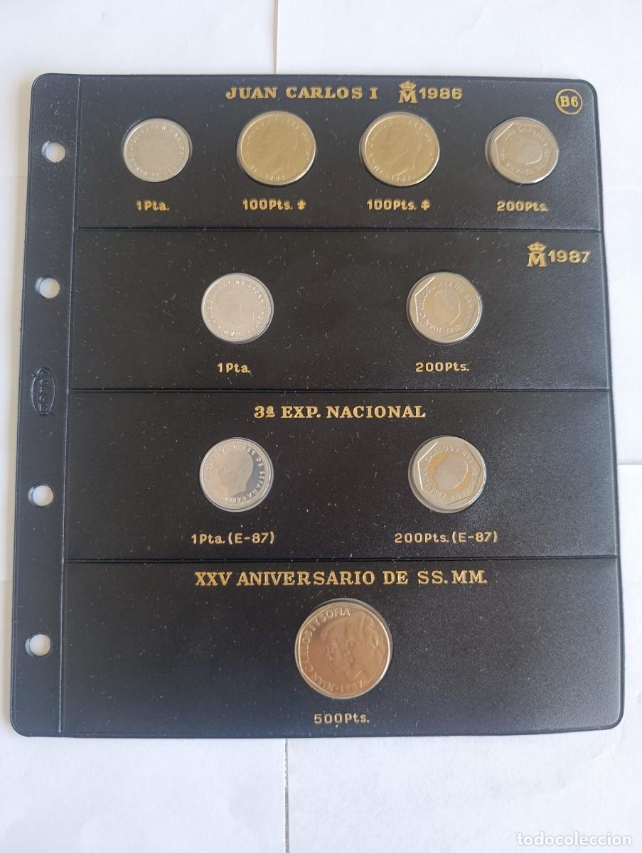 Monedas Juan Carlos I: Hoja Monedas Pardo B6 COMPLETA - Juan Carlos I (1986-1987) con variantes E-87