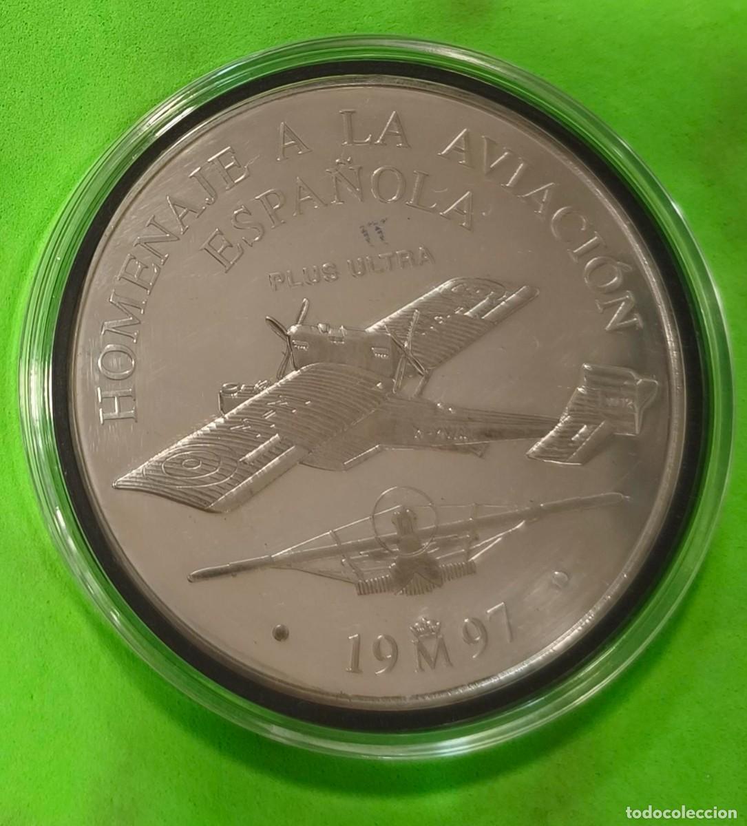 Monedas Juan Carlos I: ESPA&Ntilde;A. A&Ntilde;O 1997. 25 EUROS PLATA &rdquo; HOMENAJE A LA AVIACI&Oacute;N&rdquo;. PESO 168,75 GR