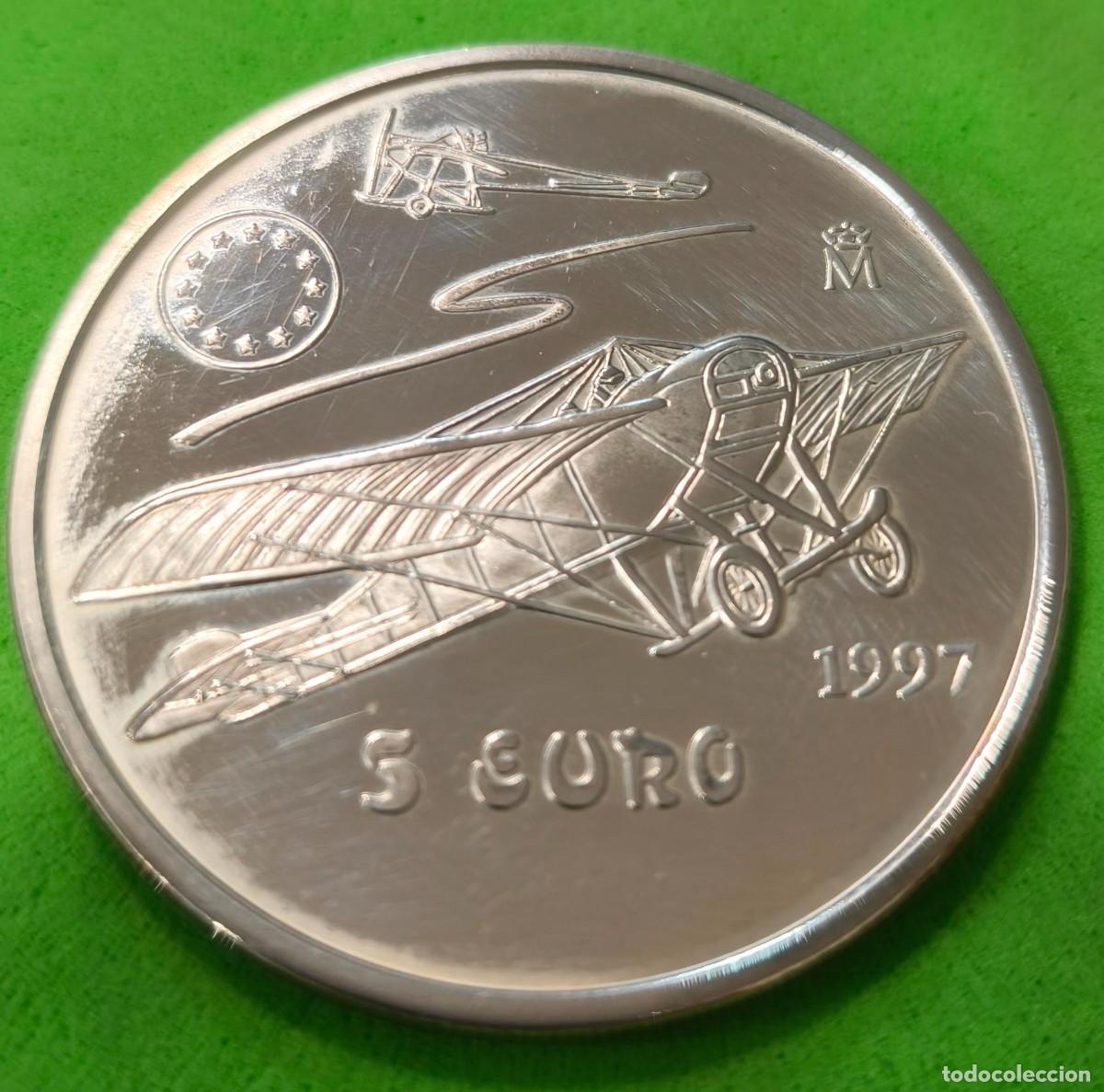 Monedas Juan Carlos I: ESPA&Ntilde;A.A&Ntilde;O 1997. 5 EUROS PLATA &rdquo;NIEUPORT&rdquo;. PESO 33,62 GR