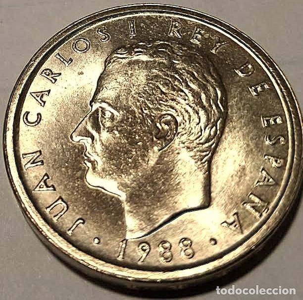 Monedas Juan Carlos I: Espa&ntilde;a, 100 Pesetas 1988 (II Sistema Monetario) Flor de Lis arriba. Las de las fotos.