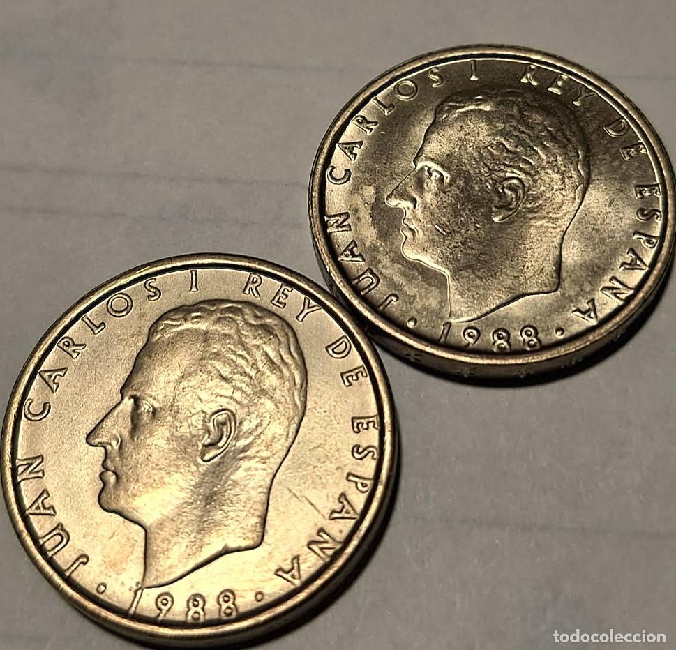Monedas Juan Carlos I: Espa&ntilde;a, 100 Pesetas 1988 Vte: Cabeza grande, pareja. Sin Circular, Las de las fotos.
