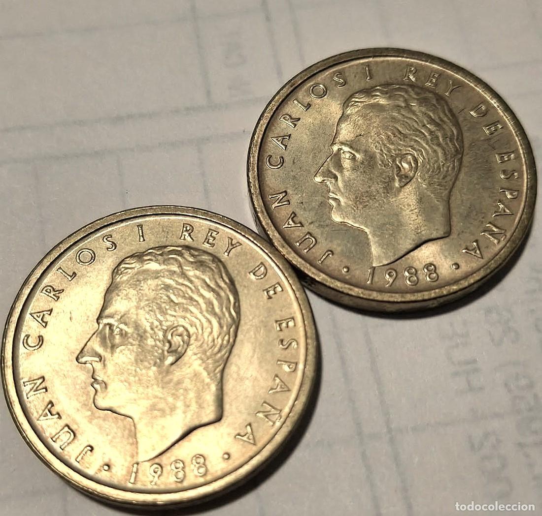Monedas Juan Carlos I: Espa&ntilde;a, 100 Pesetas 1988 Pareja &rdquo;Cabeza Peque&ntilde;a&rdquo;. La de las fotos.