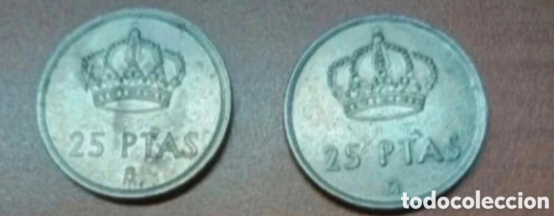 Monedas Juan Carlos I: 2 monedas de 25 pesetas del a&ntilde;o 1983