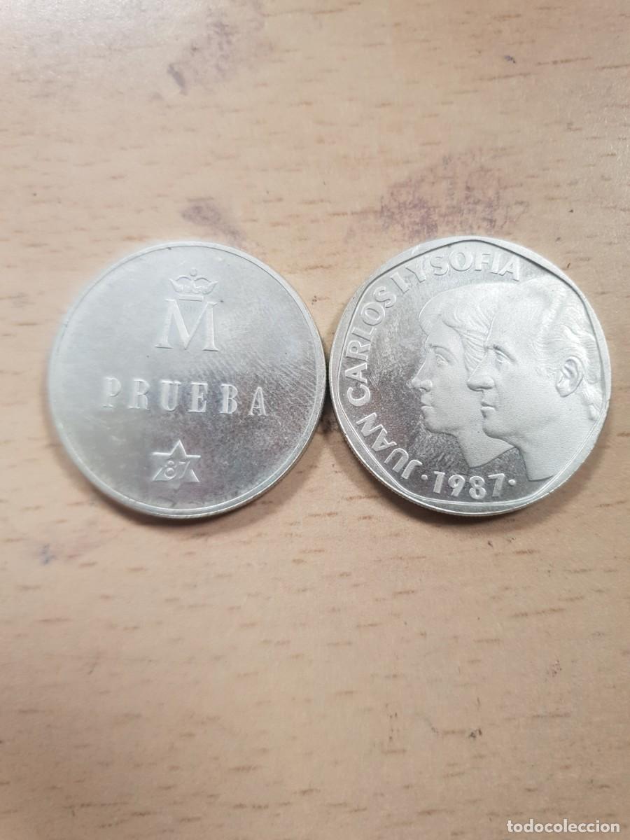 Monedas Juan Carlos I: Monedas plata 500 pesetas 1987 prueba adverso y reverso