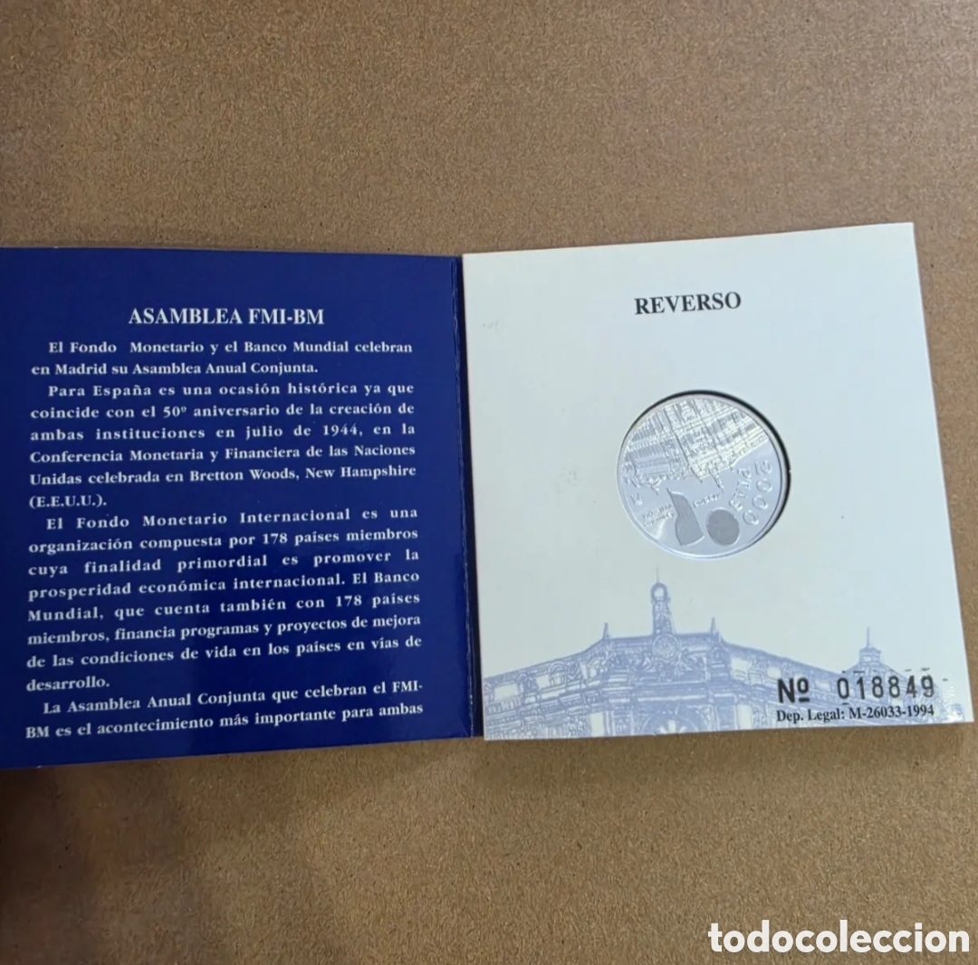 Monete Juan Carlos I: Moneda de 2.000 Pesetas de Plata - FMI y Banco Mundial (Madrid 1994) [FNMT - Estuche Original y Nume