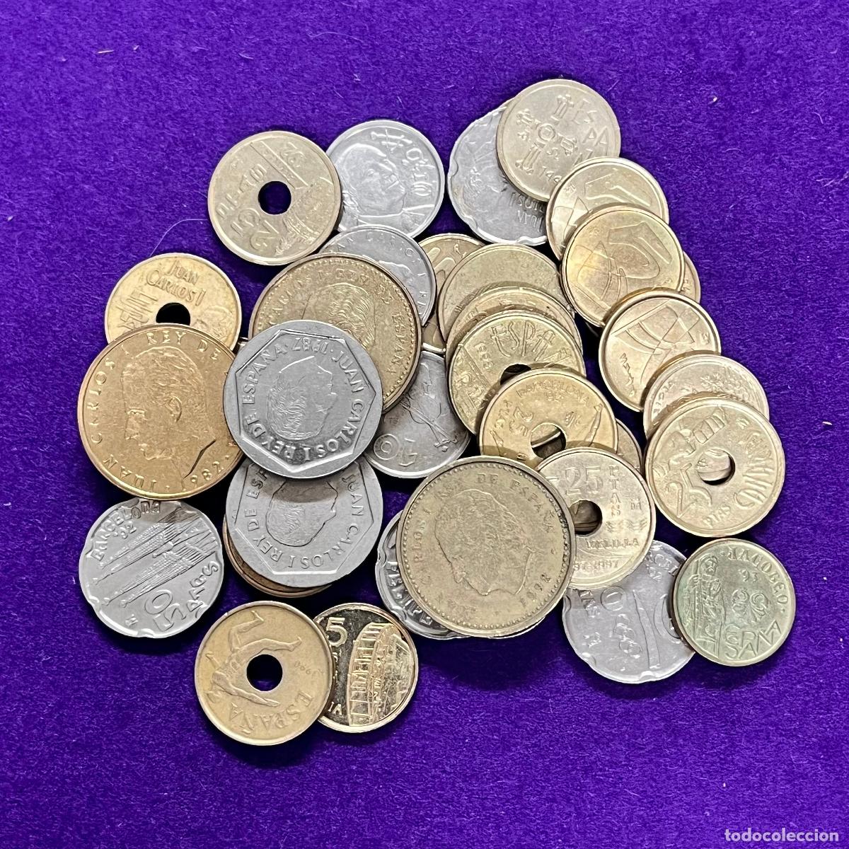 Monedas Juan Carlos I: ESPA&Ntilde;A. 35 MONEDAS DIFERENTES. DE 5 A 200 PTS. ALGUNAS SIN CIRCULAR.