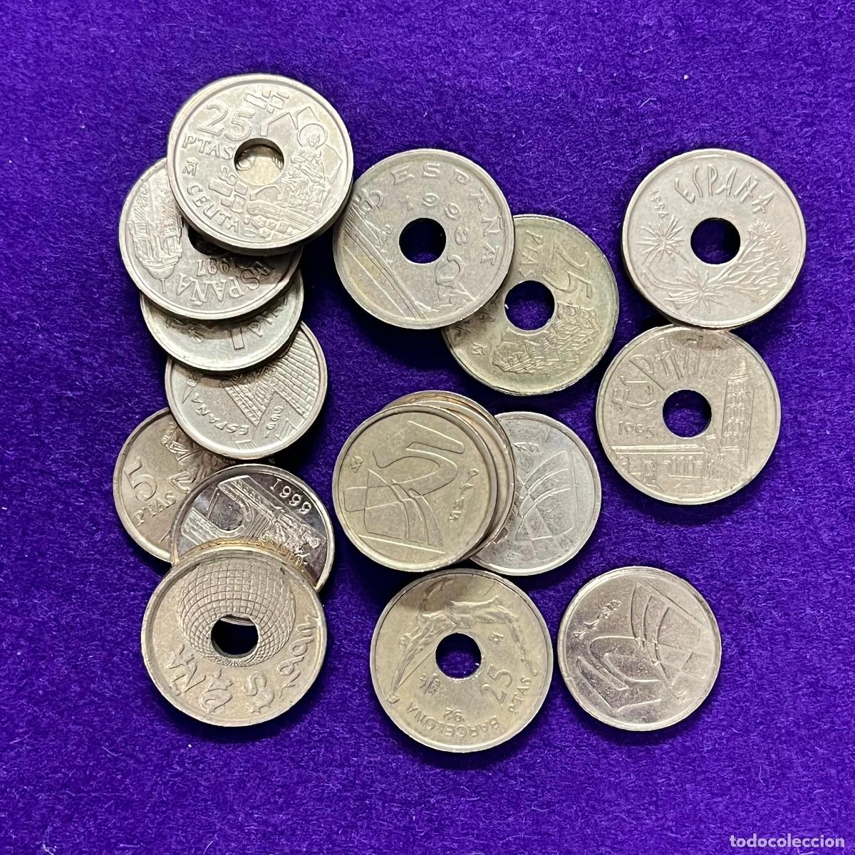 Monedas Juan Carlos I: ESPA&Ntilde;A. 18 MONEDAS DIFERENTES. DE 5 Y 25 PTS. DE 1990 AL 2000.