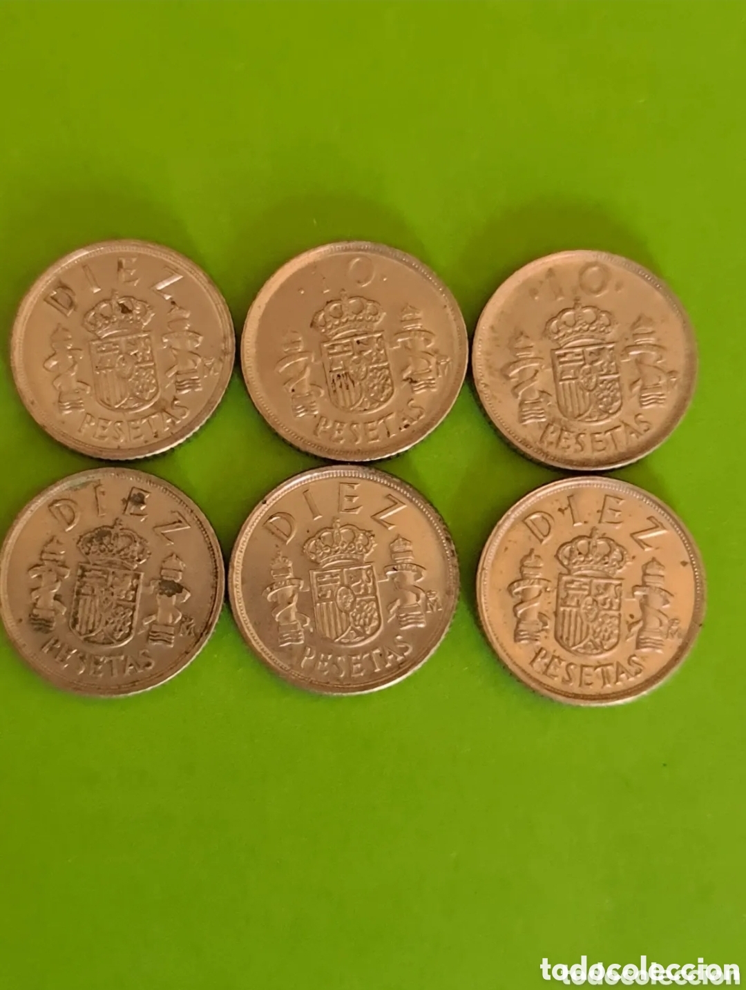 Monete Juan Carlos I: Lote de 6 Monedas de 10 Pesetas / Aluminio/ Espa&ntilde;a