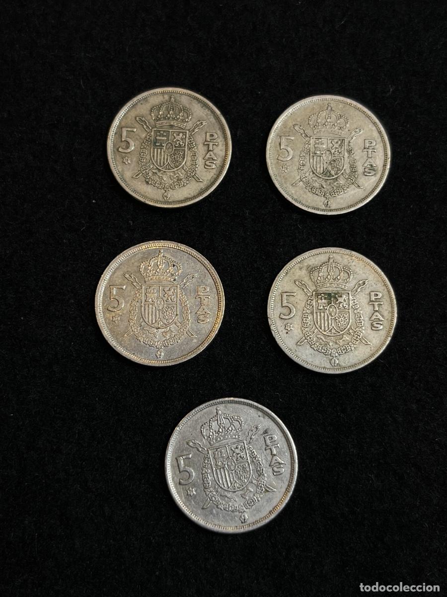 Monete Juan Carlos I: Lote 5 Monedas 5 Pesetas Juan Carlos I 1975 Estrella 78 Espa&ntilde;a FNMT Duros Cupron&iacute;quel Numism&aacute;tica