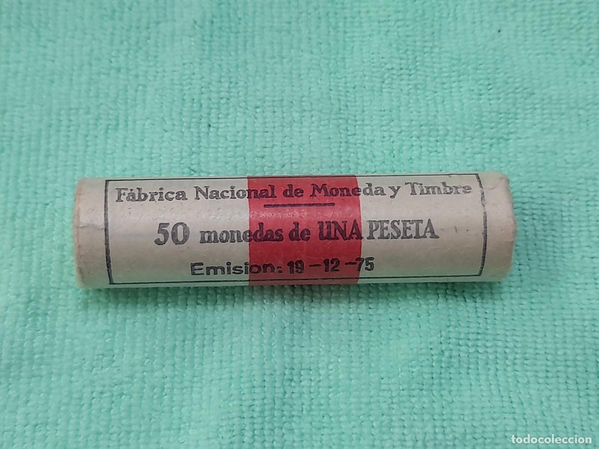 Monedas Juan Carlos I: Cartucho con 50 monedas de 1 Peseta 1975 *76