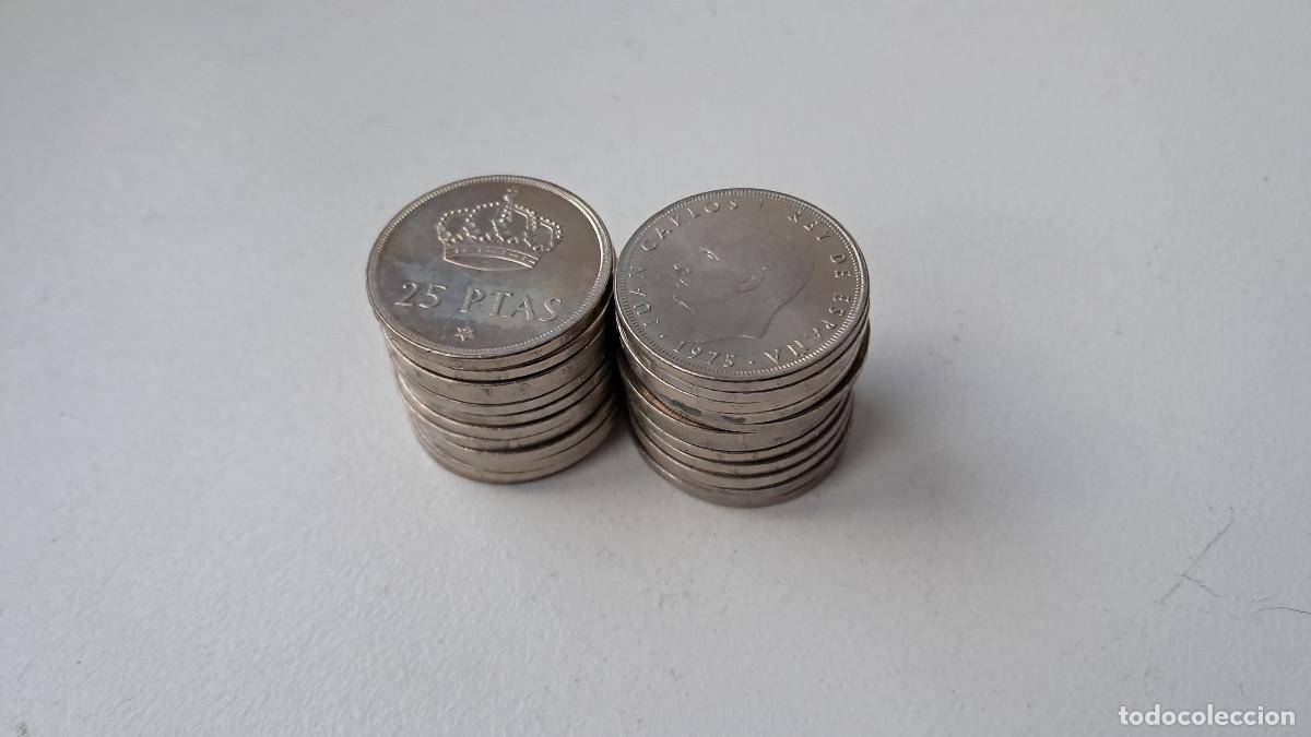 Monedas Juan Carlos I: Lote 25 monedas Espa&ntilde;a, Juan Carlos I, 25 pesetas, emisi&oacute;n de 1975