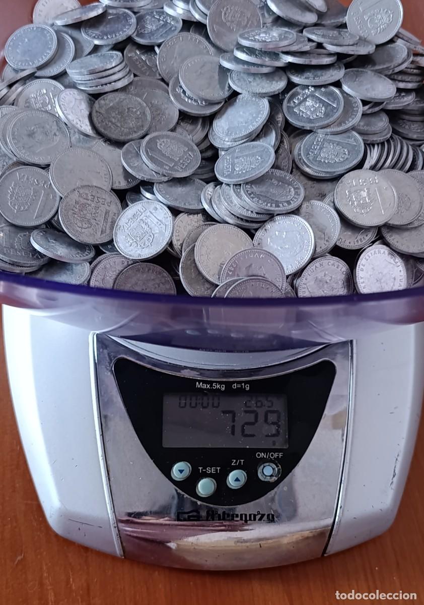Coins Juan Carlos I: Lote Monedas 1 Peseta Aluminio Juan Carlos I Modelo 21mm 729 Gramos Aprox 600 Monedas