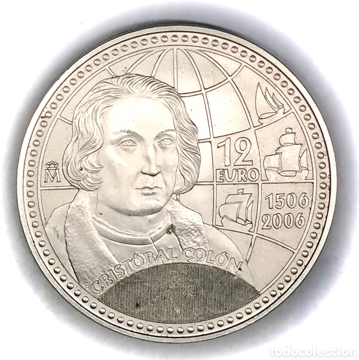 Monedas Juan Carlos I: moneda de 2000 pesetas de plata de Crist&oacute;bal Col&oacute;n