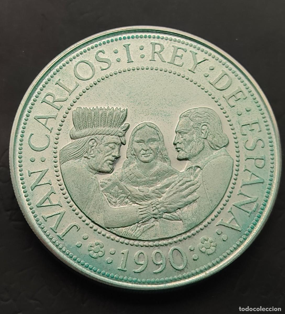 Monedas Juan Carlos I: ESPA&Ntilde;A A&Ntilde;O 1990 , 5.000 PTAS PLATA (925) &rdquo; V CENTENARIO DESCUBRIMIENO AMERICA &rdquo;