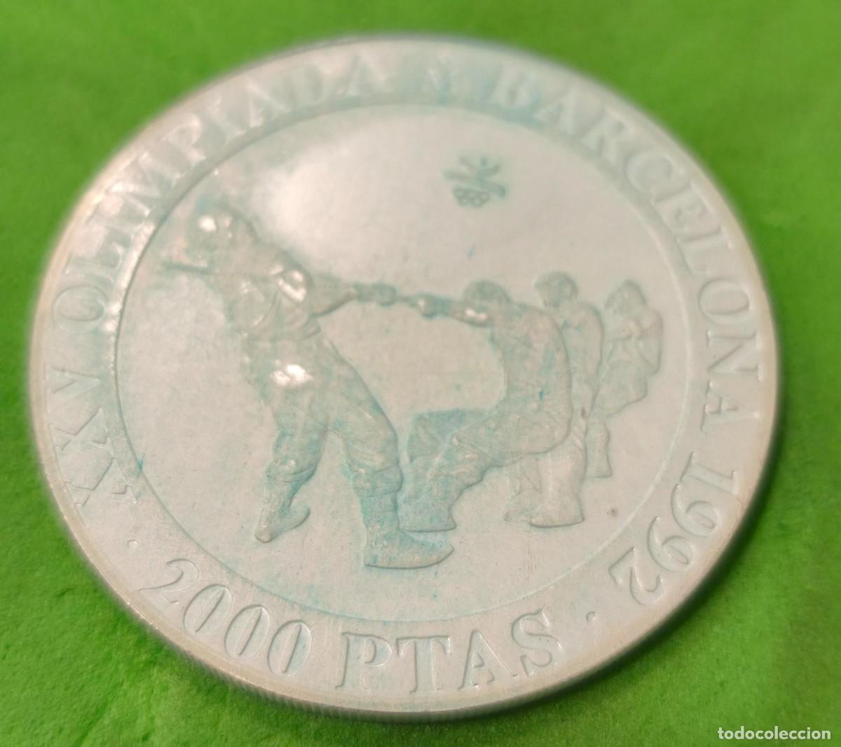 Monedas Juan Carlos I: ESPA&Ntilde;A. A&Ntilde;O 2000 PTAS PLATA (925) OLIMOIADAS 92 &rdquo;SOGA-TIRA&rdquo;. PESO 27 GR