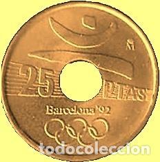 Monedas Juan Carlos I: Espa&ntilde;a, 25 Pesetas 1991 &rdquo;Emblema./ Lanzador&rdquo; SIN CIRCULAR (procedente de bolsa original).
