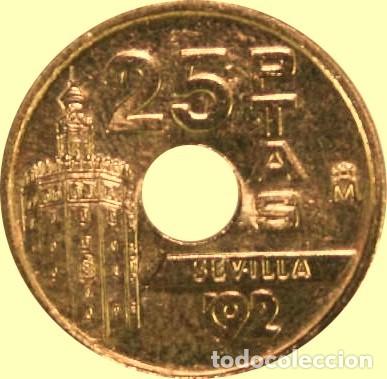 Monedas Juan Carlos I: Espa&ntilde;a, 25 Pesetas 1992 &rdquo;Expo./ Torre del Oro&rdquo; SIN CIRCULAR (procedente de bolsa original).