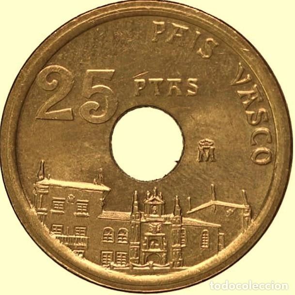 Monedas Juan Carlos I: Espa&ntilde;a, 25 Pesetas 1993 &rdquo;Pa&iacute;s Vasco&rdquo; SIN CIRCULAR (procedente de bolsa original).