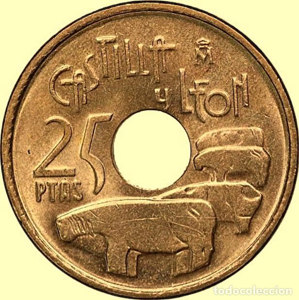 Monedas Juan Carlos I: Espa&ntilde;a, 25 Pesetas 1995 &rdquo;Castilla y Le&oacute;n&rdquo; SIN CIRCULAR (procedente de bolsa original).
