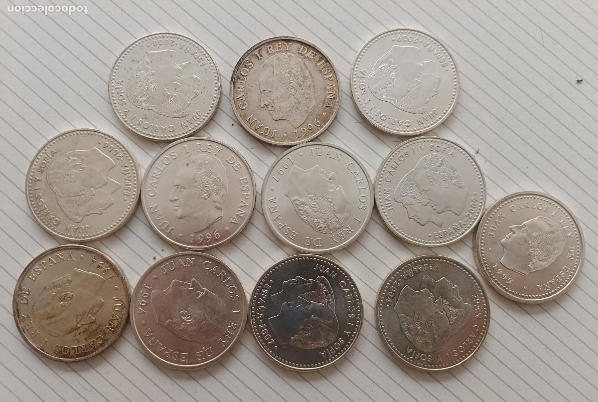 Monedas Juan Carlos I: 12 monedas de 2000 pesetas y 12 E de plata - Foto 2