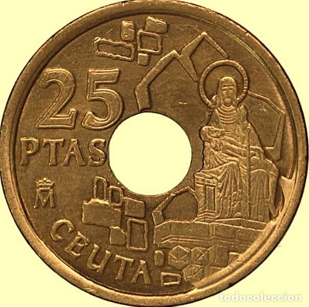 Monedas Juan Carlos I: Espa&ntilde;a, 25 Pesetas 1998 &rdquo;Ceuta&rdquo; SIN CIRCULAR (procedente de bolsa original).