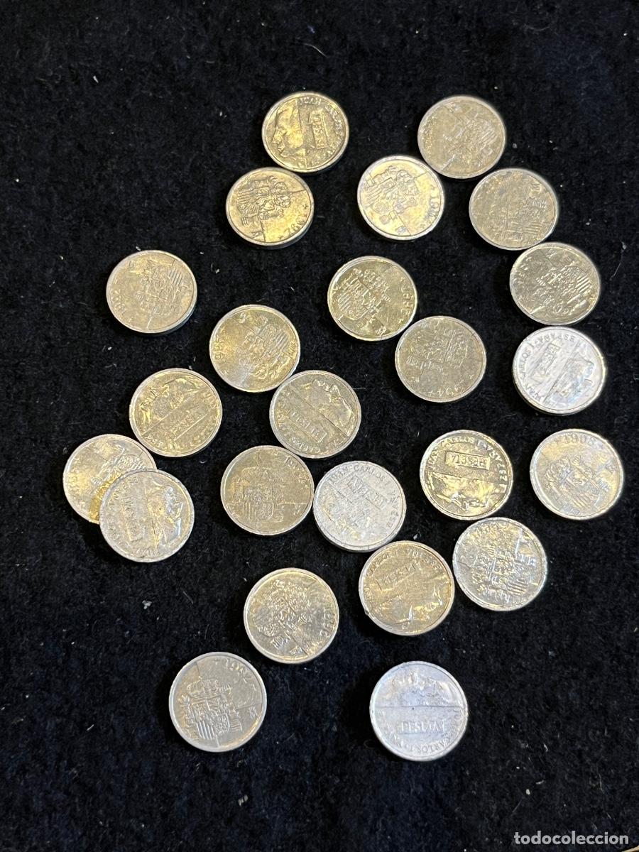 Moedas Juan Carlos I: Lote de 24 monedas espa&ntilde;olas de 1 Peseta Juan Carlos I 1989-1998 aluminio tipo &rdquo;Lenteja&rdquo; &uacute;ltimas pes