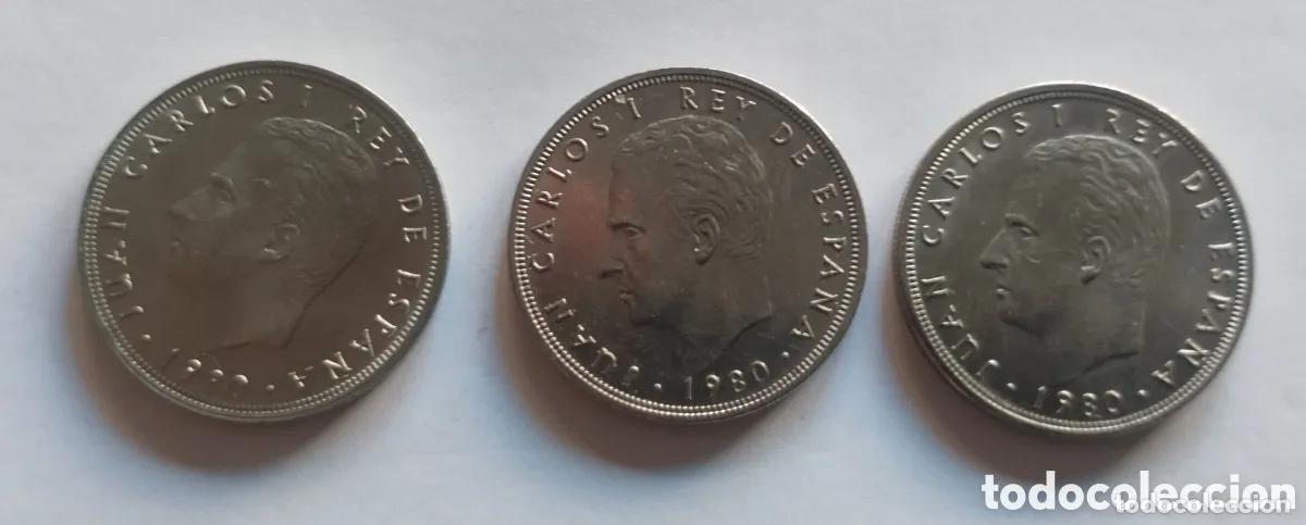 Monete Juan Carlos I: LAS TRES MONEDAS DE 5 PESETAS JUAN CARLOS I 1980 MUNDIAL CON ESTRELLAS 80-81 Y 82 SC