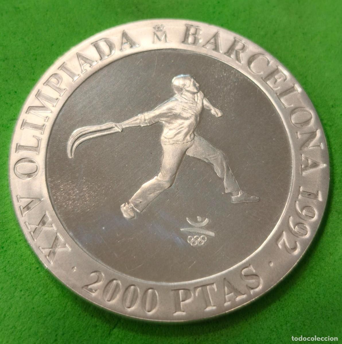 Monedas Juan Carlos I: ESPA&Ntilde;A. A&Ntilde;O 1990. 2000 PTAS PLATA OLIMPIADAS 1992 &rdquo;PELOTA VASCA&rdquo;. PESO 27,11 GR