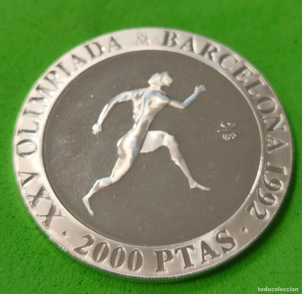 Coins Juan Carlos I: ESPA&Ntilde;A.A&Ntilde;O 1990. 2000 PTAS PLATA OLIMPIADA DE BARCELONA &rdquo;CORREDOR&rdquo;. PESO 27 GR