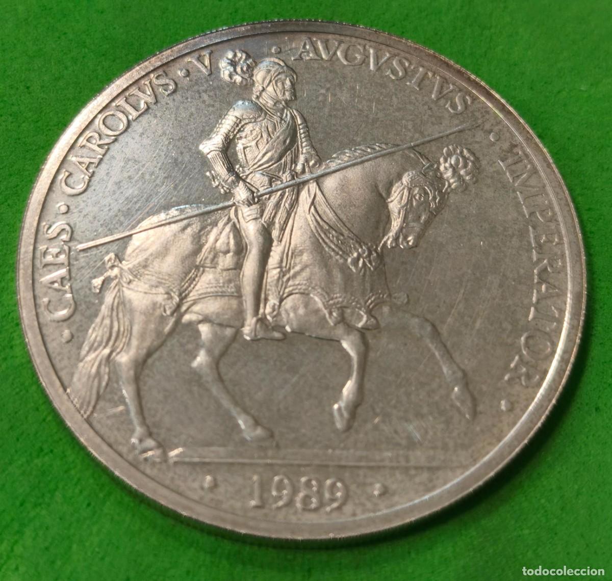 Monedas Juan Carlos I: ESPA&Ntilde;A. A&Ntilde;O 1989. 5 ECU PLATA (925) CARLOS V. PESO 33,62 GR