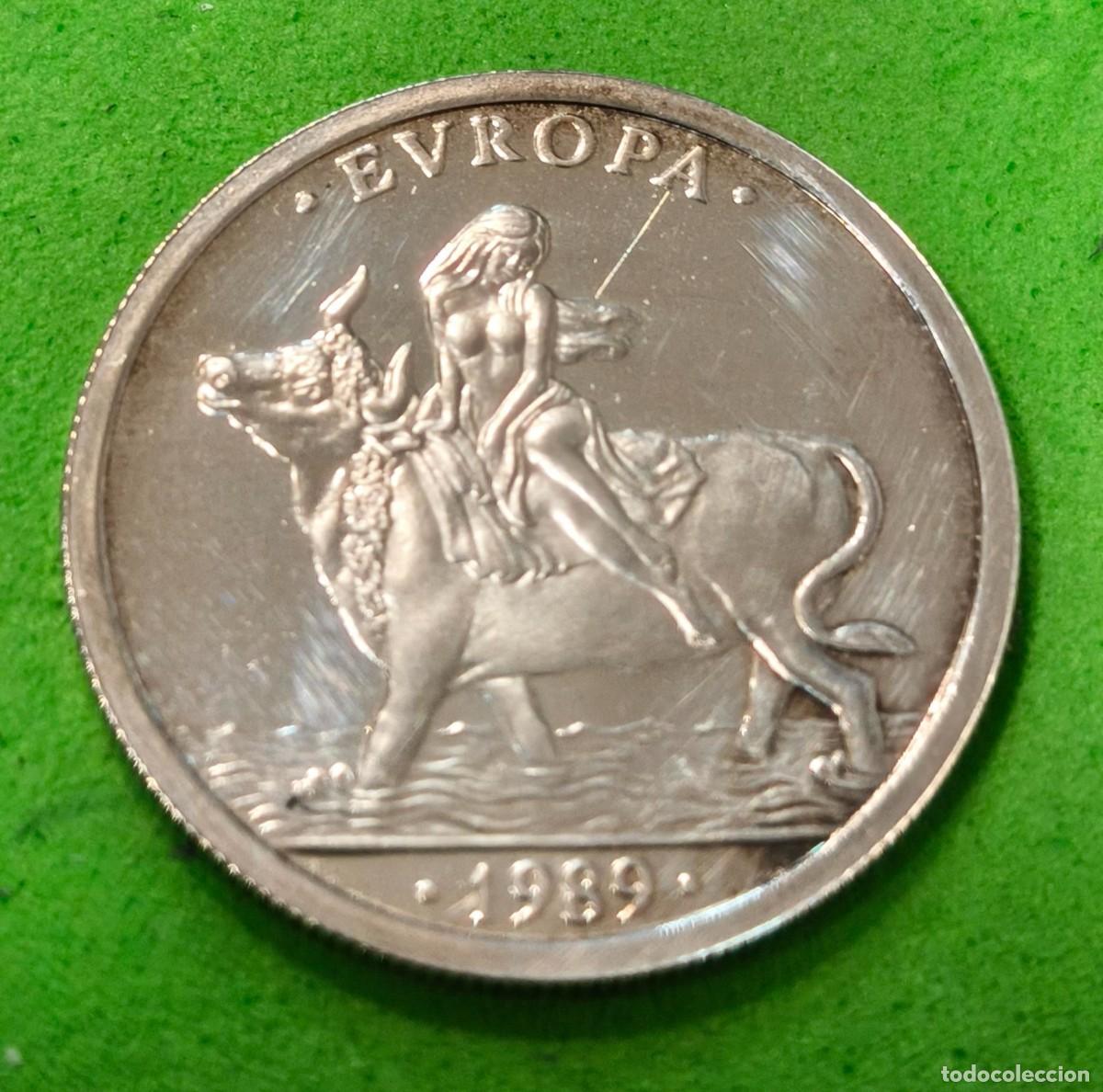 Monedas Juan Carlos I: ESPA&Ntilde;A. A&Ntilde;O 1989. 1 ECU PLATA (925) RAPTO DE EUROPA. PESO 6,73 GR
