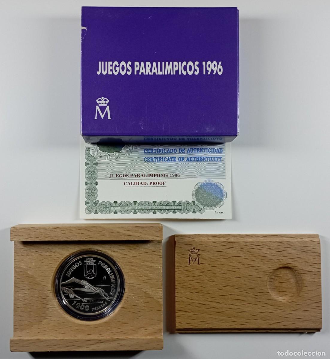 Moedas Juan Carlos I: Moneda de Espa&ntilde;a 1.000 pesetas de 1996 Juegos Paral&iacute;mpicos de plata