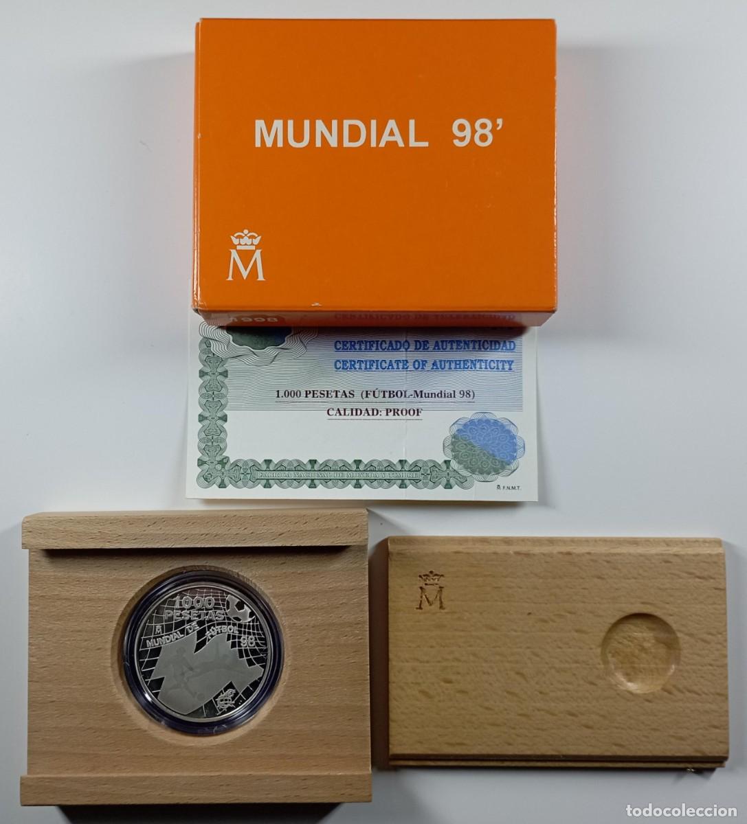 Moedas Juan Carlos I: Moneda de Espa&ntilde;a 1.000 pesetas de 1998 Mundial de F&uacute;tbol de plata