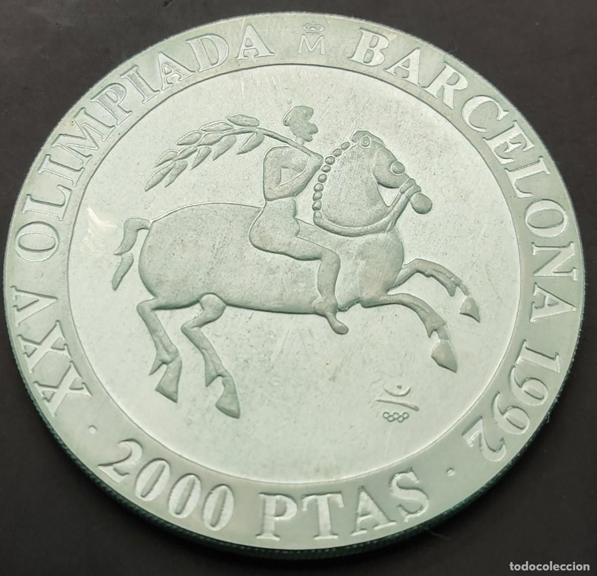 Monete Juan Carlos I: ESPA&Ntilde;A. A&Ntilde;O 1992. 2.000 PTAS PLATA (925) &rdquo; JINETE IBERICO. PESO 27 GR