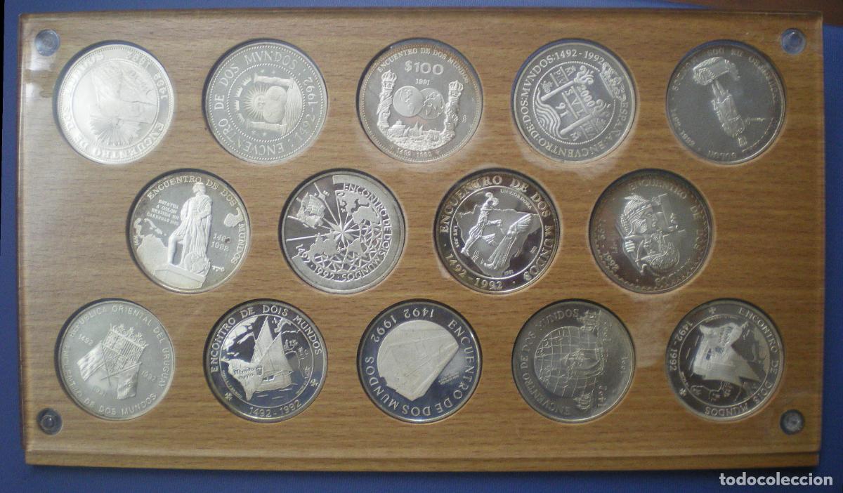 Monedas Juan Carlos I: I SERIE IBEROAMERICANA 1991 - 14 MONEDAS DE PLATA DE 14 PAISES IBEROAMERICANOS INCLUIDA ESPA&Ntilde;A