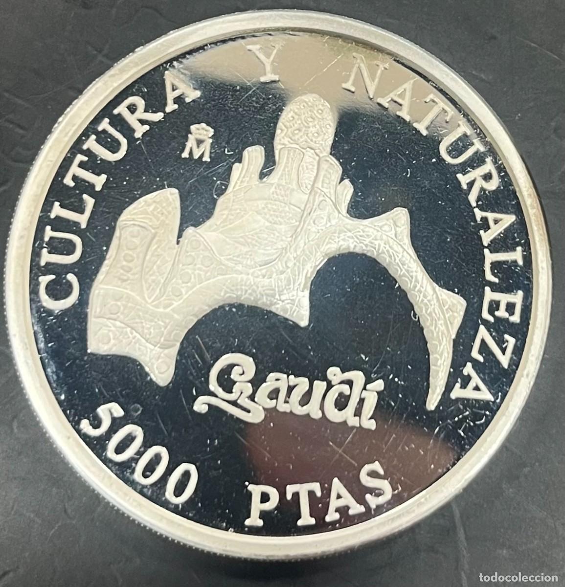 Coins Juan Carlos I: ESPA&Ntilde;A , A&Ntilde;O 1995 , 5000 PTAS DE PLATA (925) , PESO 54GR