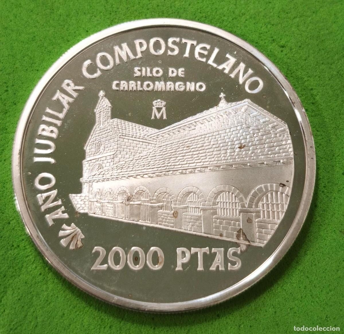 Coins Juan Carlos I: ESPA&Ntilde;A. A&Ntilde;O 1999. 2000 PTAS. &rdquo;SILO DE CARLO MAGNO&rdquo;. PESO 27 GR