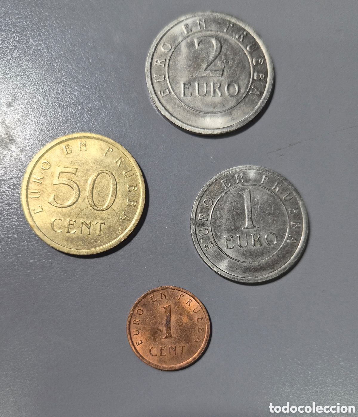 Moedas Juan Carlos I: Lote 4 Monedas Euro en Prueba &ndash; 1 C&eacute;ntimo, 50 C&eacute;ntimos, 1 y 2 Euros &ndash; Espa&ntilde;a