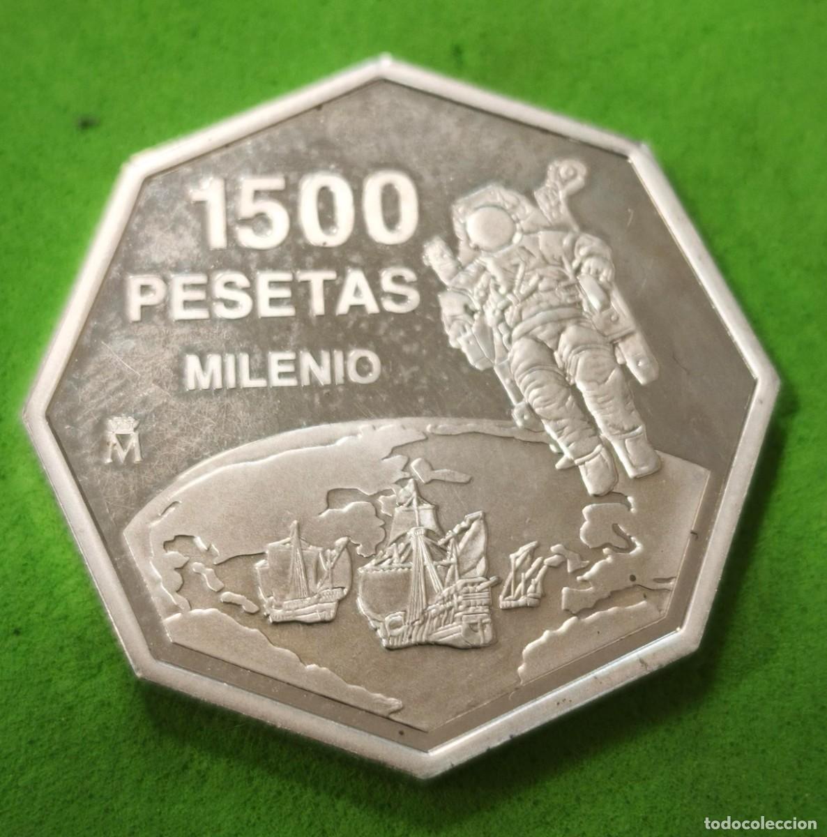 Coins Juan Carlos I: ESPA&Ntilde;A. A&Ntilde;O 1999. 1500 PTAS PLATA (925) MILENIO. PESO 20 GR