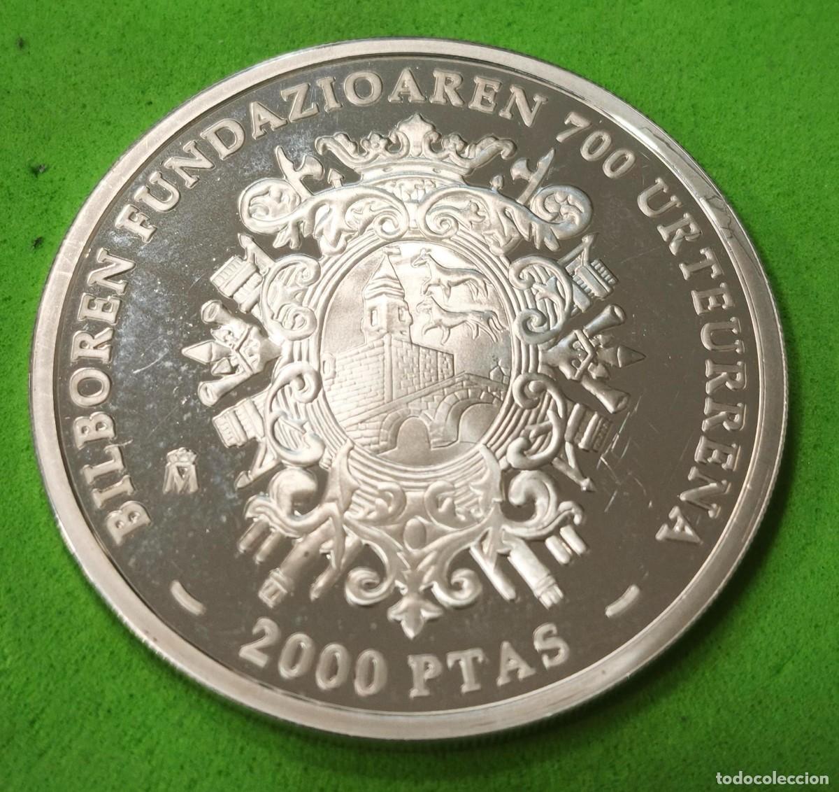 Moedas Juan Carlos I: A&Ntilde;O 2000. 2000 PTAS PLATA 700 ANIVIVERSARIO FUNDACION VILLA DE BILBAO. PESO 27 GR