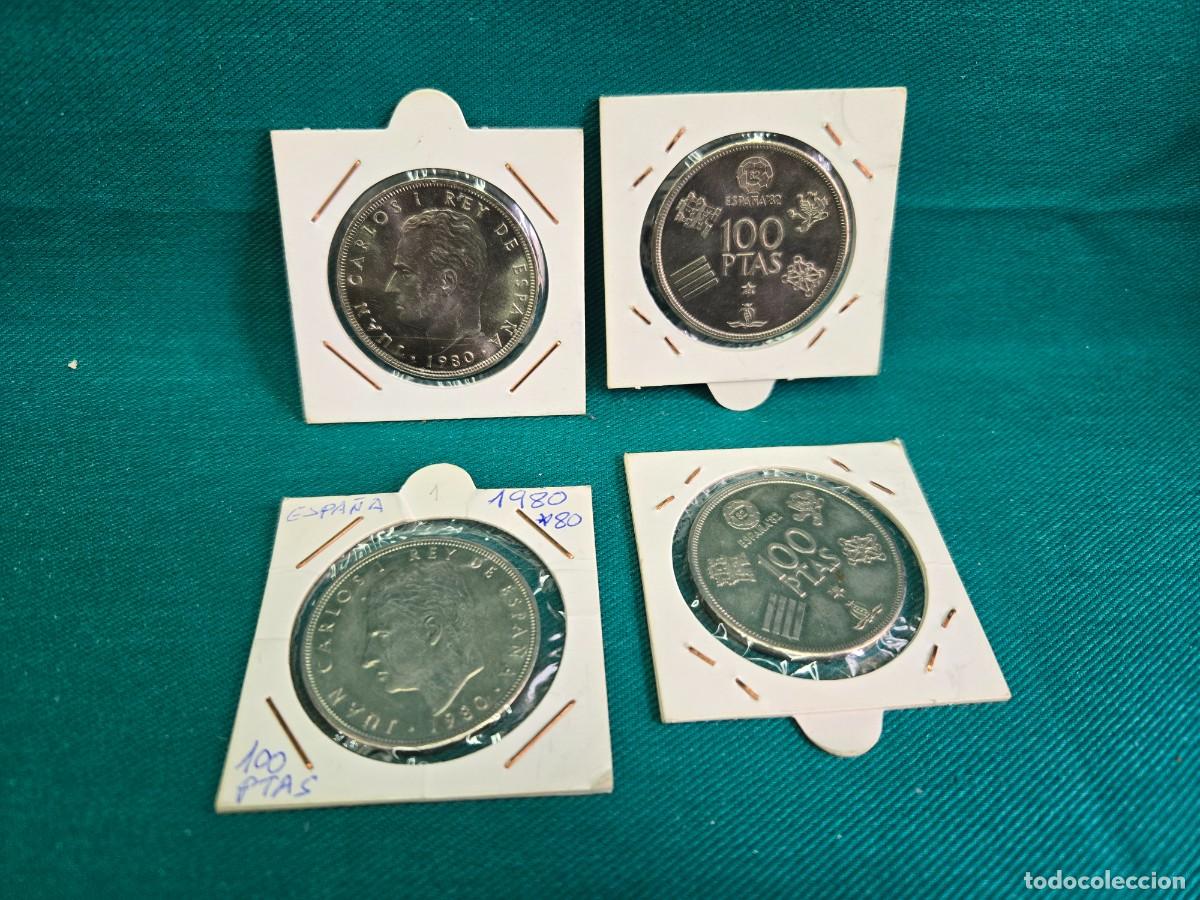 Monedas Juan Carlos I: LOTE DE 4 MONEDAS DE 100 PESETAS MUNDIAL 82 , NUEVAS