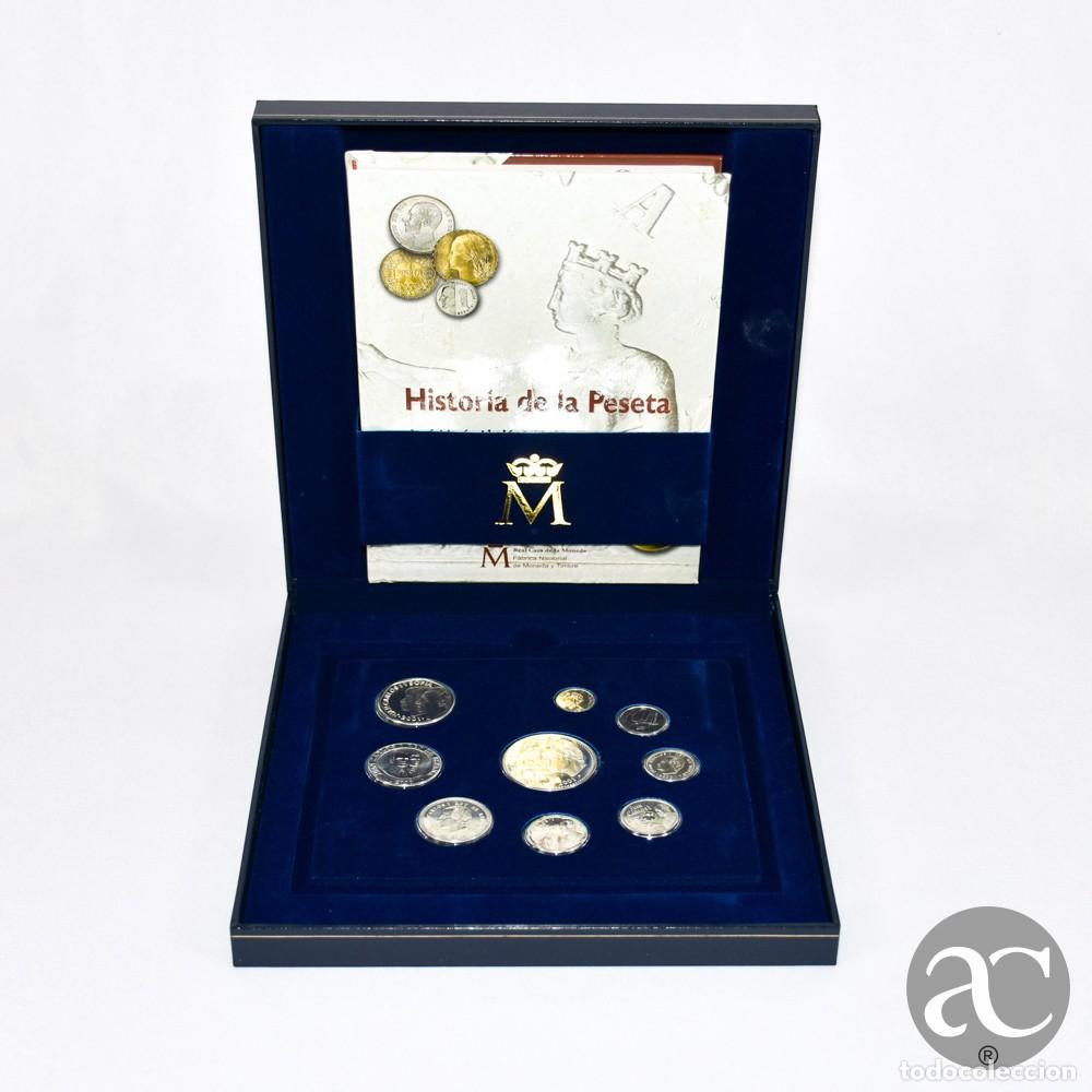 Moedas Juan Carlos I: Conjunto de 9 moedas &ldquo;As &uacute;ltimas Pesetas&rdquo; em Prata 925, com estojo