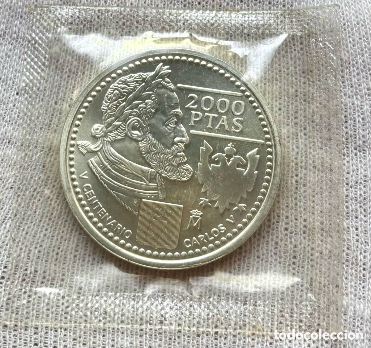 Monete Juan Carlos I: Moneda PLATA 2000 Pesetas 2000 En Blister. V Centenario CARLOS V