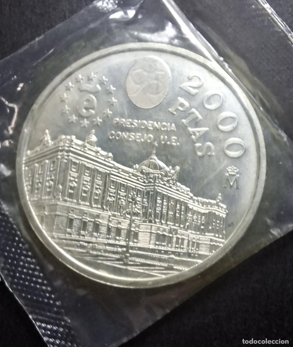 Monedas Juan Carlos I: ESPA&Ntilde;A 1995 2.000 pesetas PLATA (Presidencia del Consejo Europeo) ENVASE ORIGINAL KM 954 SC