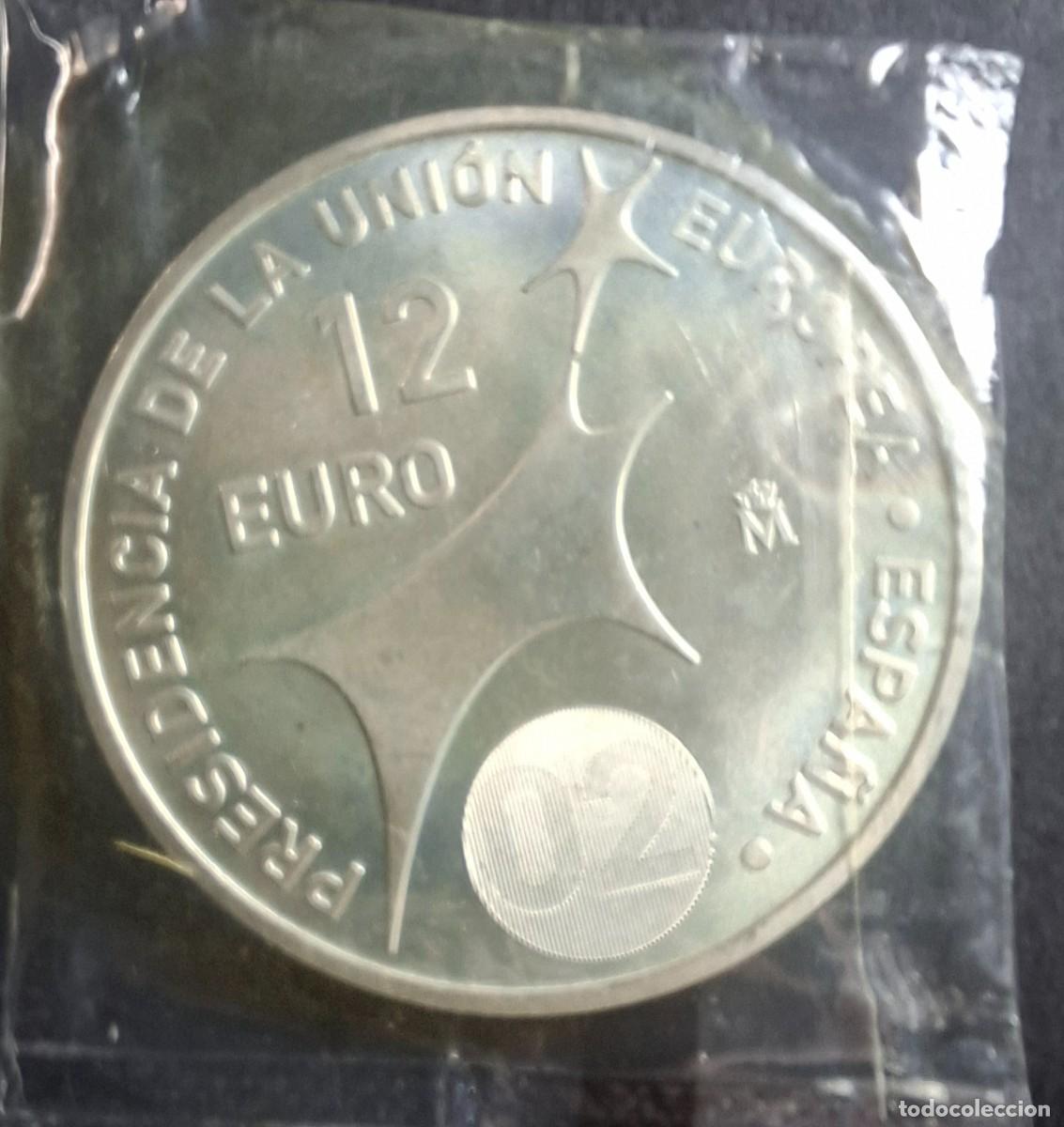 Monedas Juan Carlos I: ESPA&Ntilde;A 2002 12 Euros PLATA (Presidencia de la Uni&oacute;n Europea) ENVASE ORIGINAL KM 1049 SC