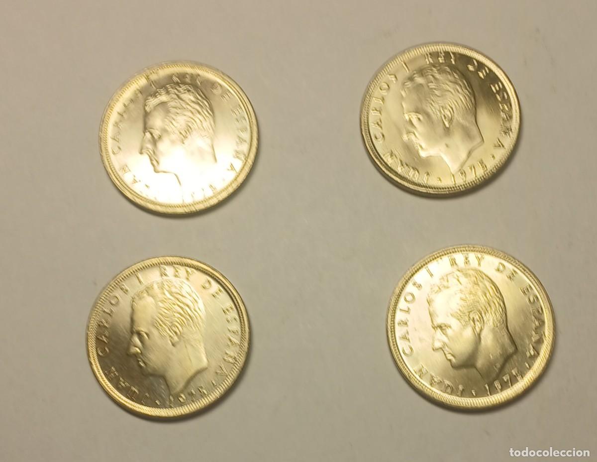 Monedas Juan Carlos I: 4 Monedas 5 Pesetas 1975 Juan Carlos I - Estrellas *76, *77, *78 y 79 - Estado Sin Circular (SC)